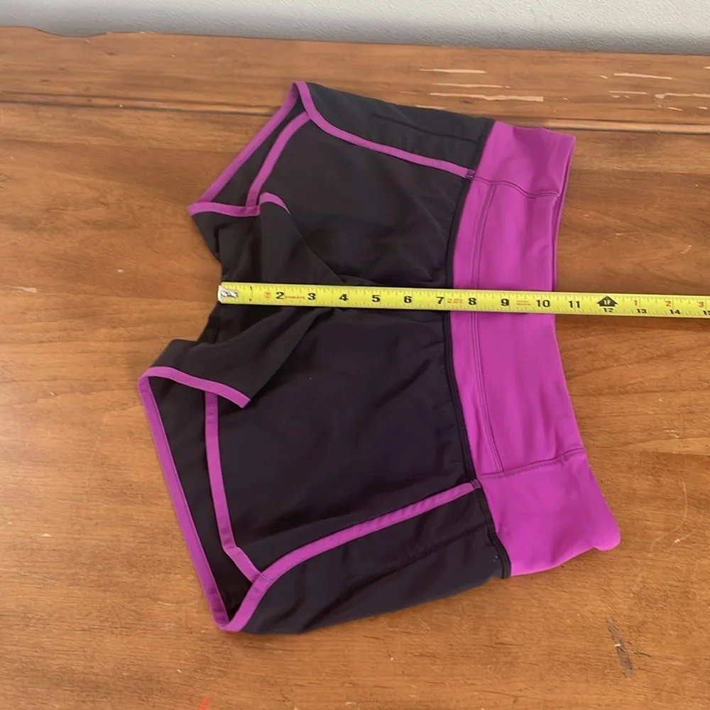 Lululemon Women's Black and Purple Running Shorts Size 6